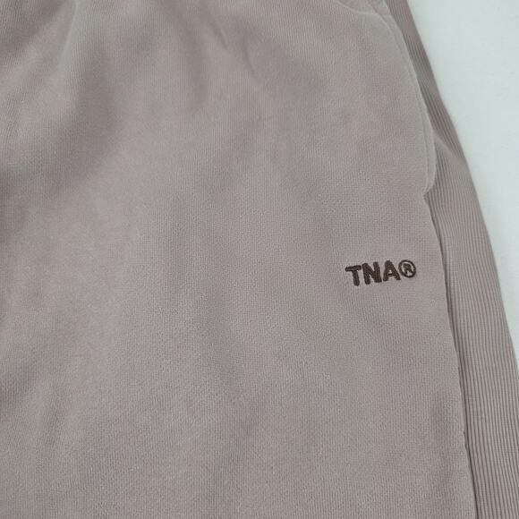 TNA Sweatpants Womens XL Taupe Sweatfleece Terry Fleece Boyfriend Joggers Cuffed - Picture 3 of 14